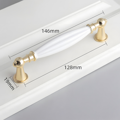 Luxury Gold White Creamic Kitchen Door Handles