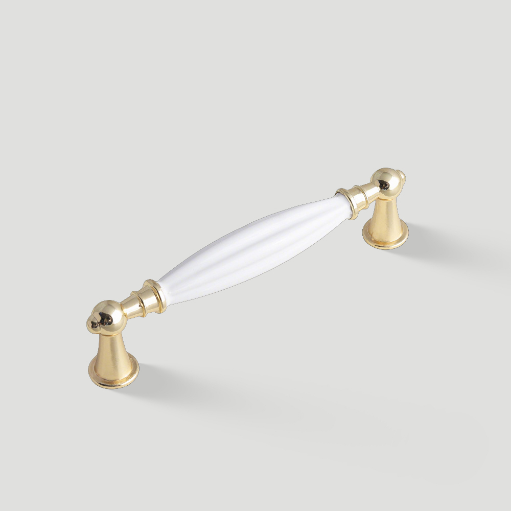 Luxury Gold White Creamic Kitchen Door Handles