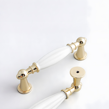 Luxury Gold White Creamic Kitchen Door Handles