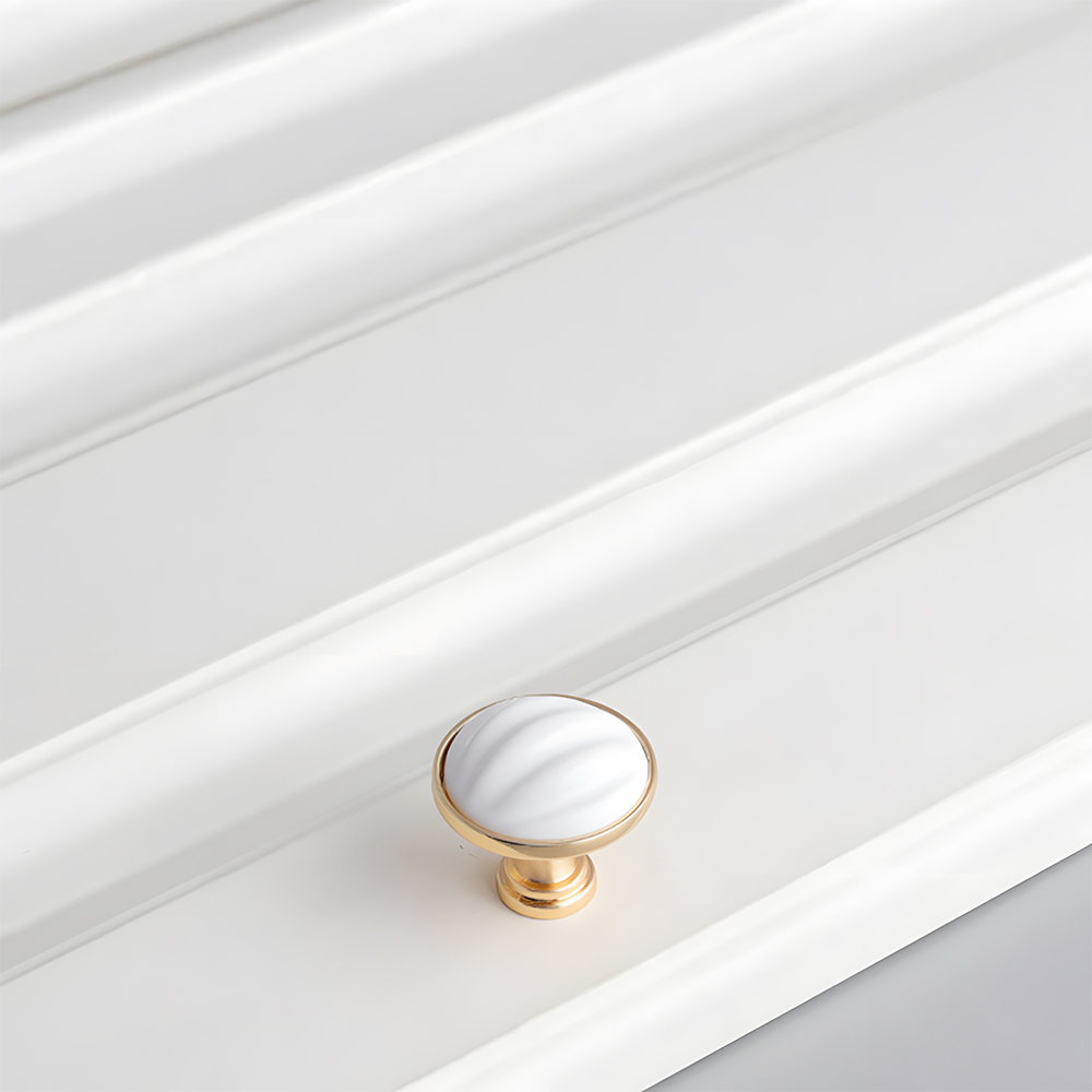 Luxury Gold White Creamic Kitchen Door Handles