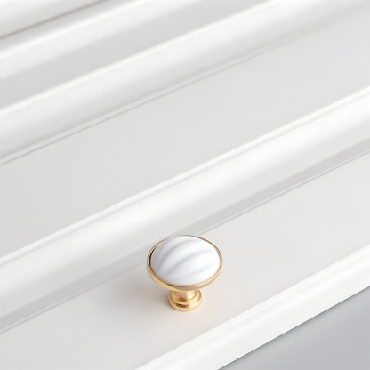 Luxury Gold White Creamic Kitchen Door Handles