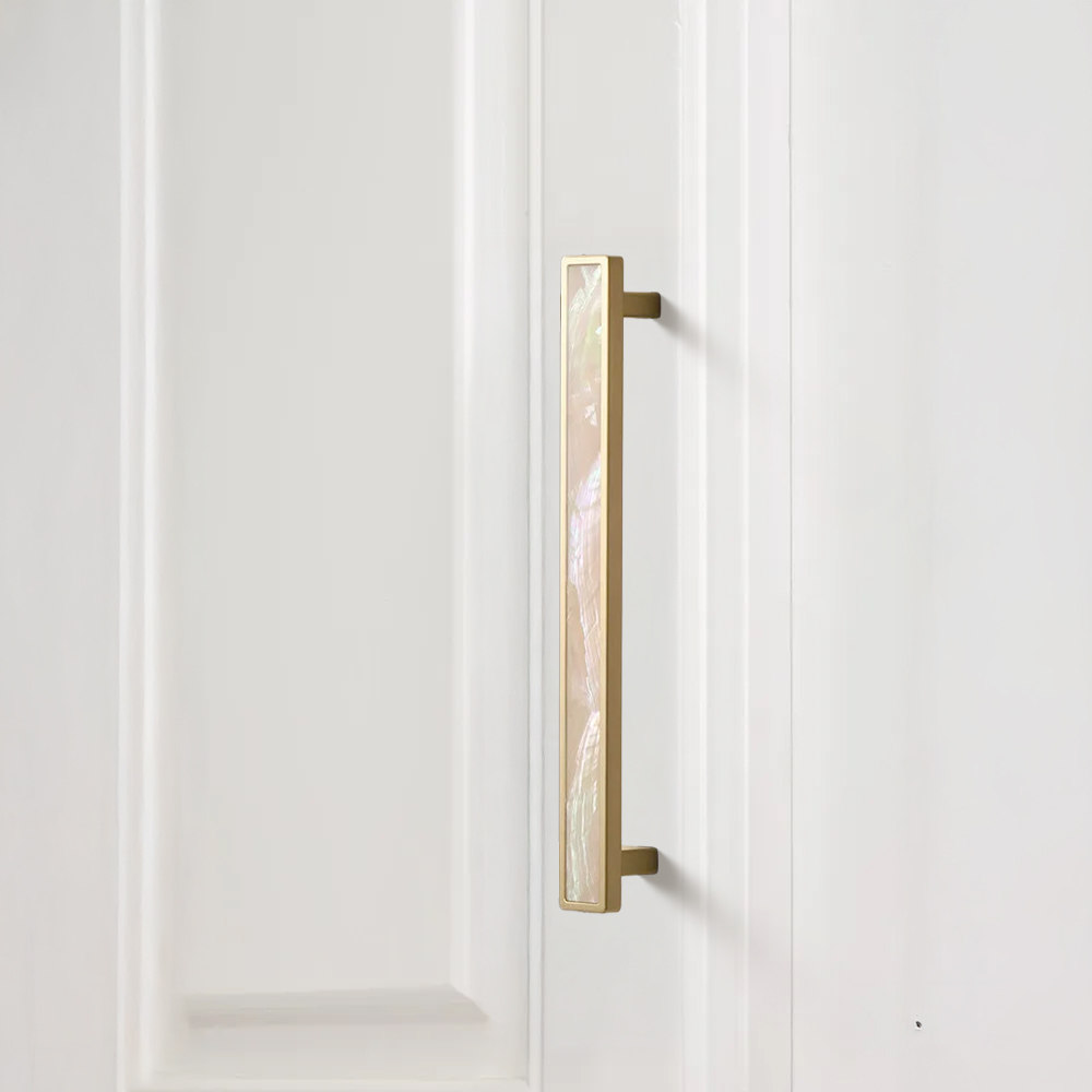 Luxury Natural Shell White Cabinet Pulls Brass Drawer Knobs