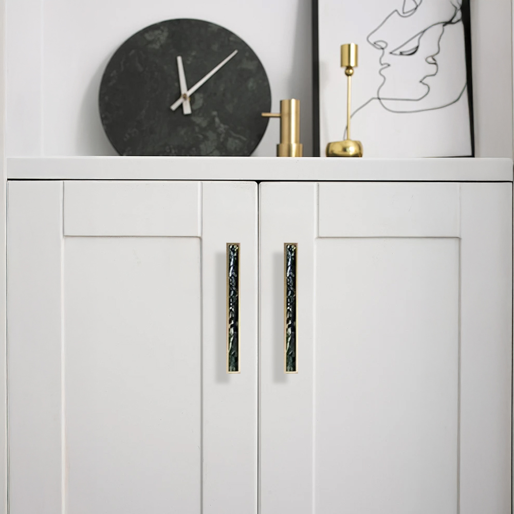 Luxury Natural Shell White Cabinet Pulls Brass Drawer Knobs