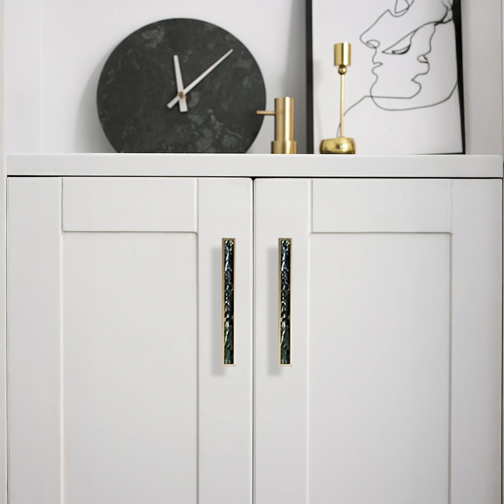 Luxury Natural Shell White Cabinet Pulls Brass Drawer Knobs