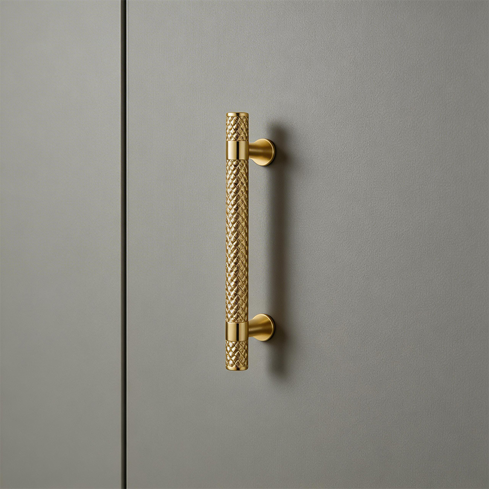 Luxury Shiny Zinc Alloy Gold Black Knurled Cabinet Bar Pulls