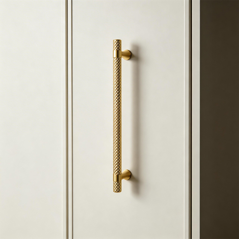 Luxury Shiny Zinc Alloy Gold Black Knurled Cabinet Bar Pulls