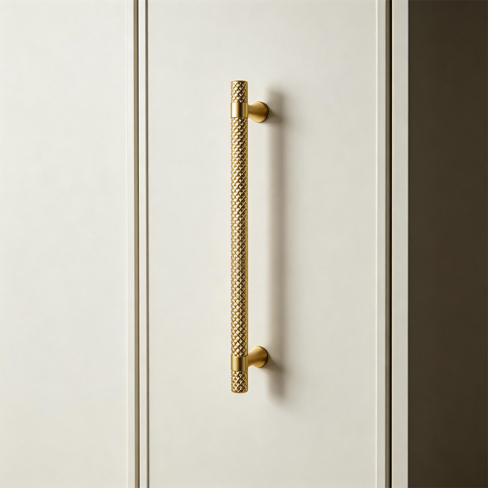 Luxury Shiny Zinc Alloy Gold Black Knurled Cabinet Bar Pulls