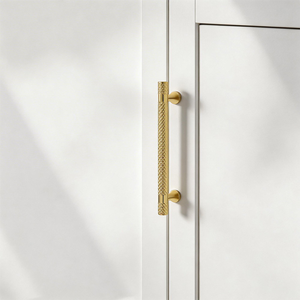 Luxury Shiny Zinc Alloy Gold Black Knurled Cabinet Bar Pulls