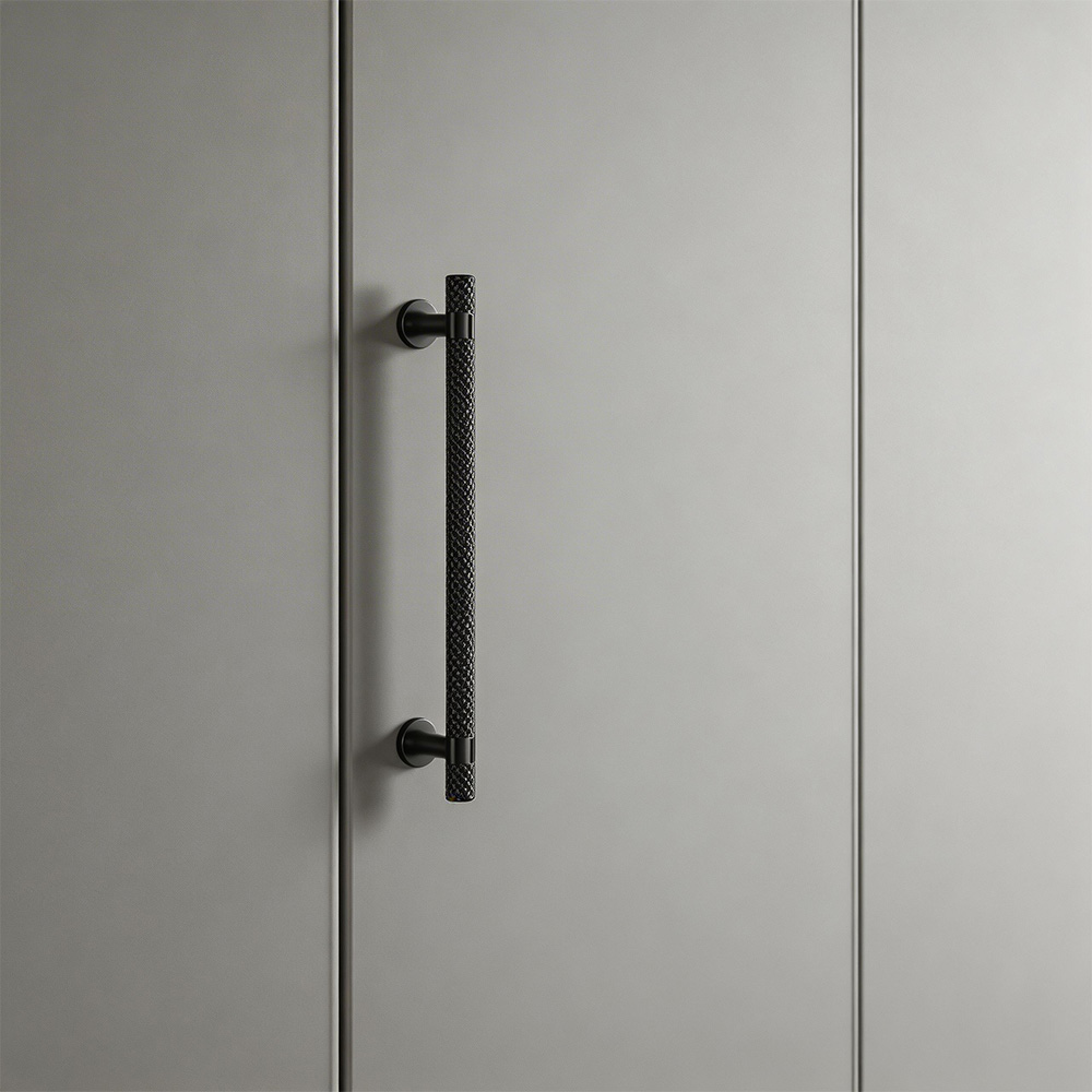 Luxury Shiny Zinc Alloy Gold Black Knurled Cabinet Bar Pulls