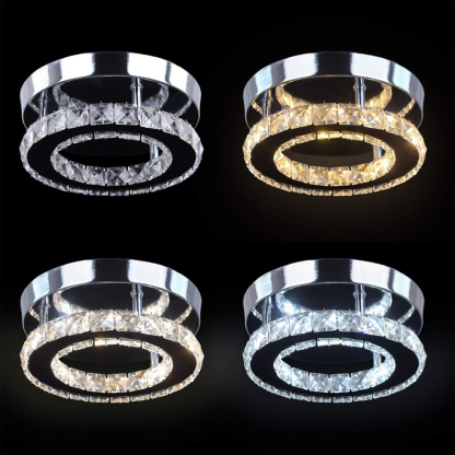 Modern Silver Crystal Flush Mount Ceiling Light for Living Room