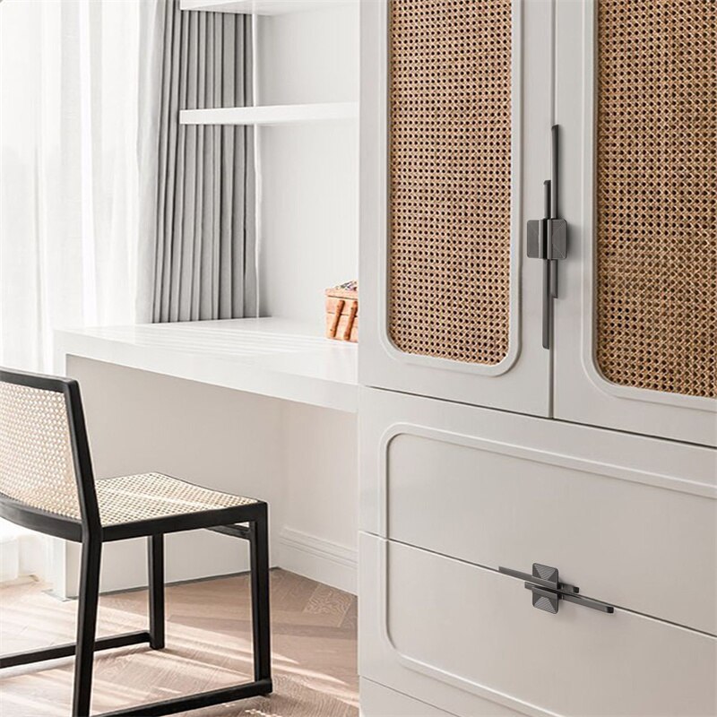 Light Luxury Zinc Alloy Cabinet Pulls Modern Gold Black Dresser Knobs Handles -Homdiy