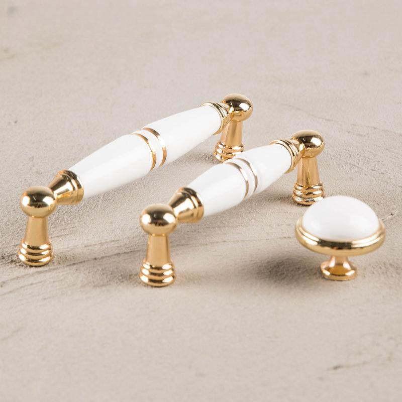 Light Luxury Gold White Creamic Kitchen Door Handles -Homdiy