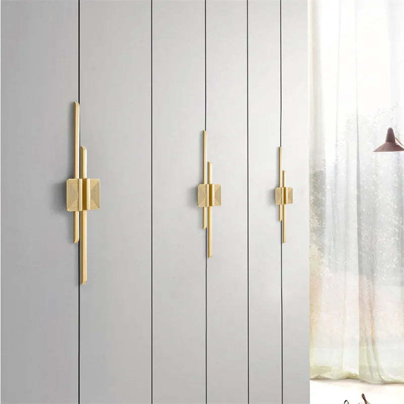 Light Luxury Zinc Alloy Cabinet Pulls Modern Gold Black Dresser Knobs Handles -Homdiy