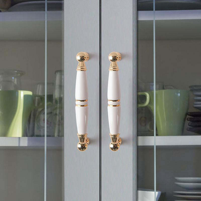 Light Luxury Gold White Creamic Kitchen Door Handles -Homdiy