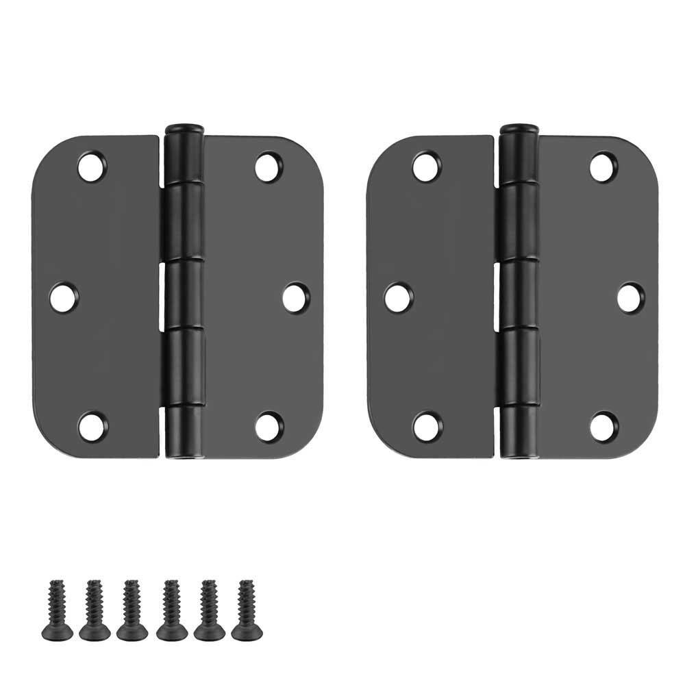 18 Pack Matte Black Door Hinges 3.5inch with 5/8" Radius Corner -Homdiy