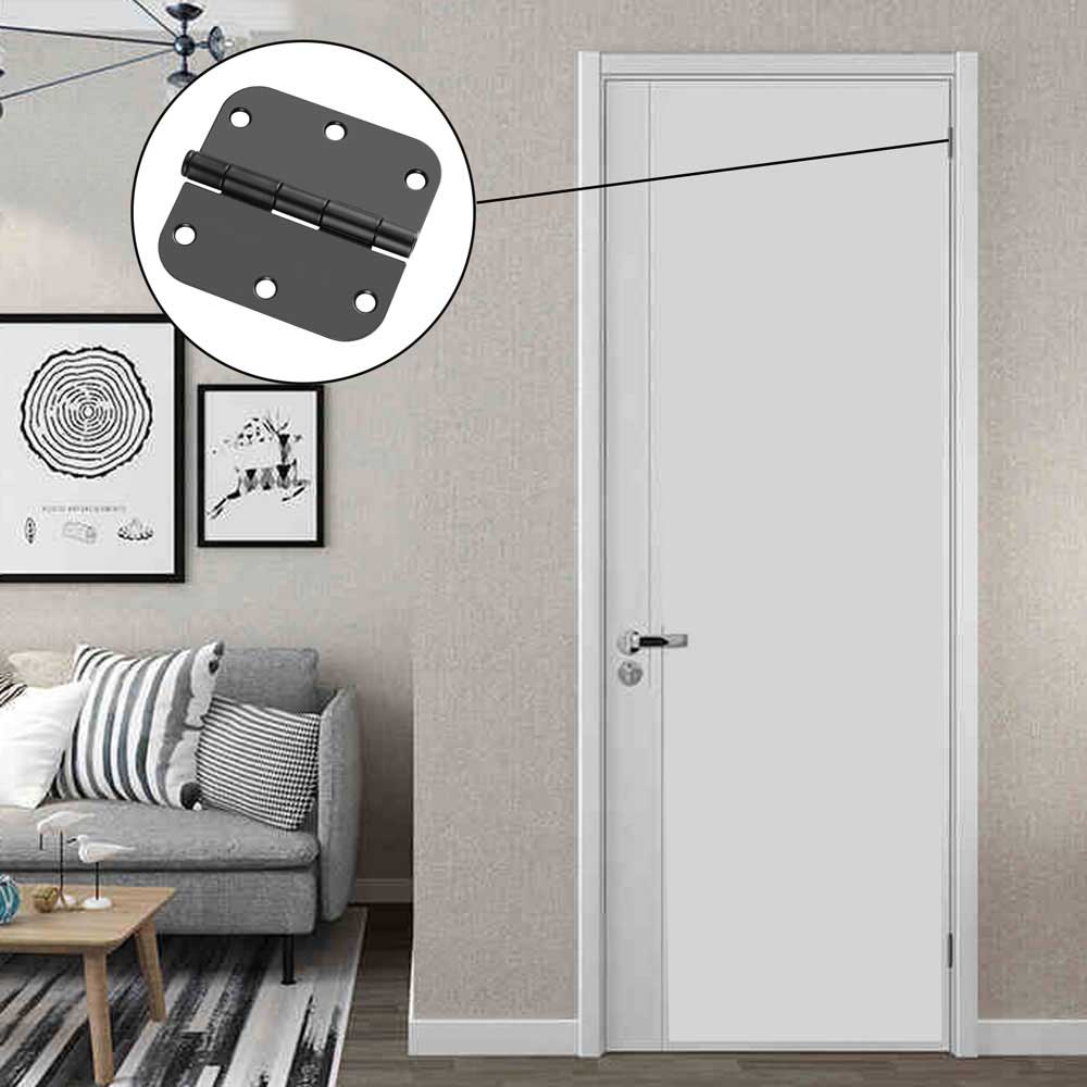 18 Pack Matte Black Door Hinges 3.5inch with 5/8" Radius Corner -Homdiy