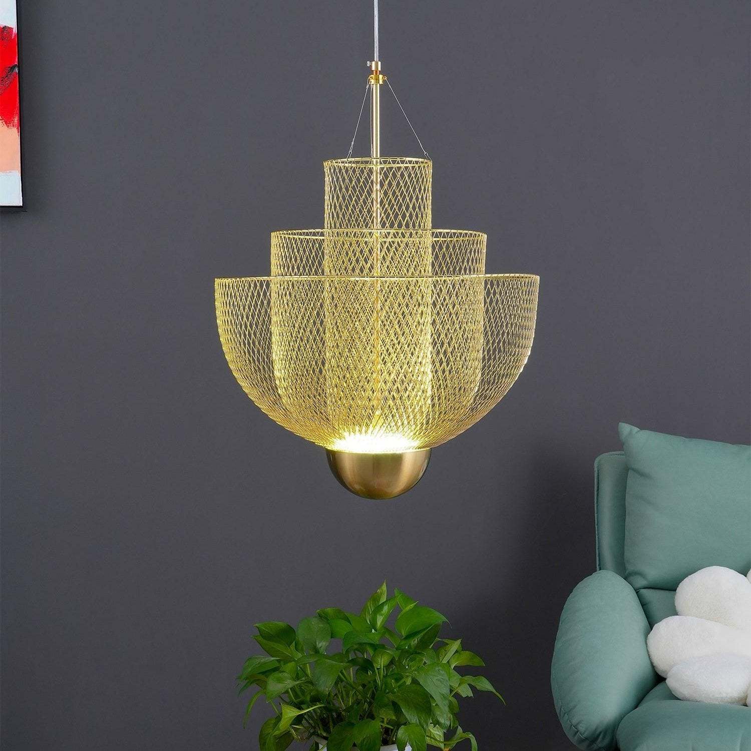 Luxury Metal Grid Pendant Light -Homdiy
