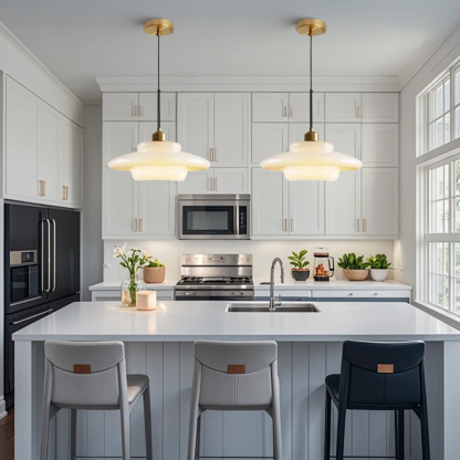 Mid Century Art Milk White Glass Pendant Light