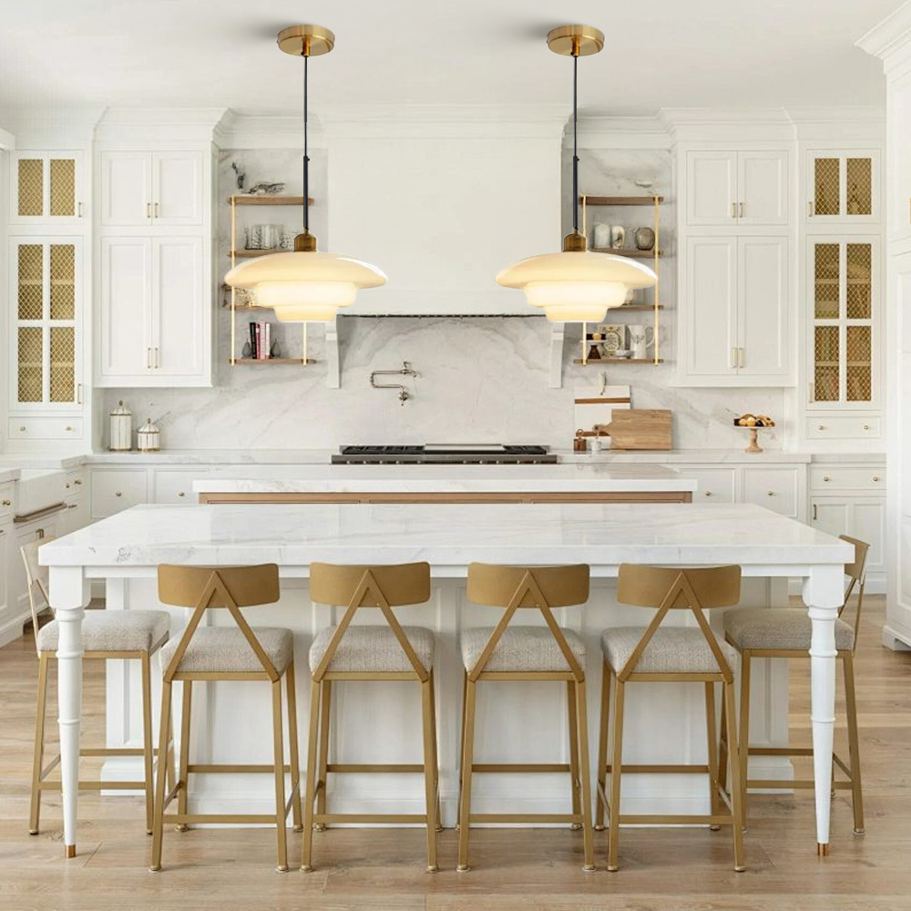 Mid Century Art Milk White Glass Pendant Light