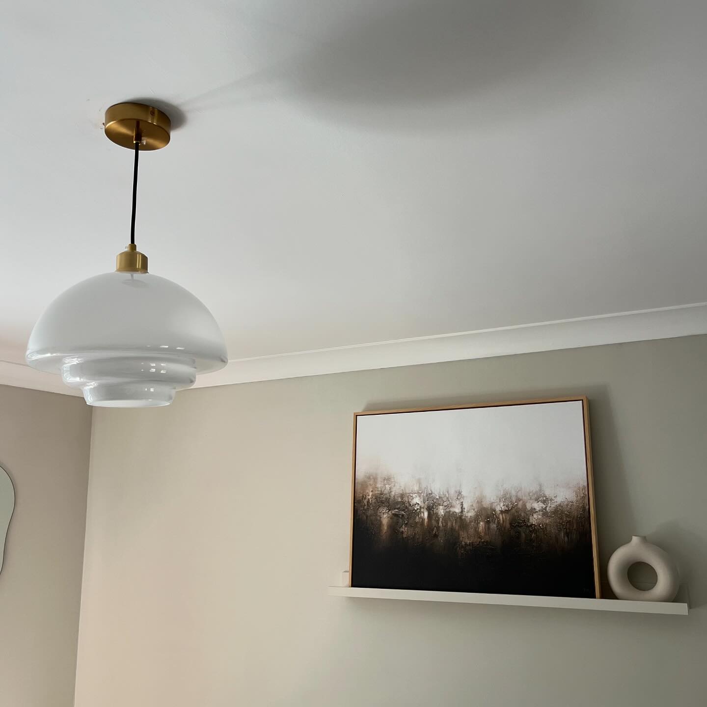Mid Century Art Milk White Glass Pendant Light