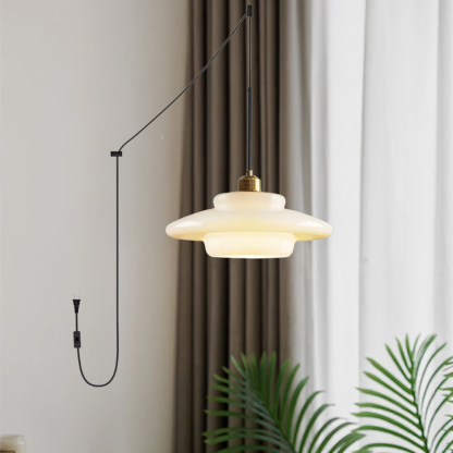 Mid Century Art Milk White Glass Pendant Light