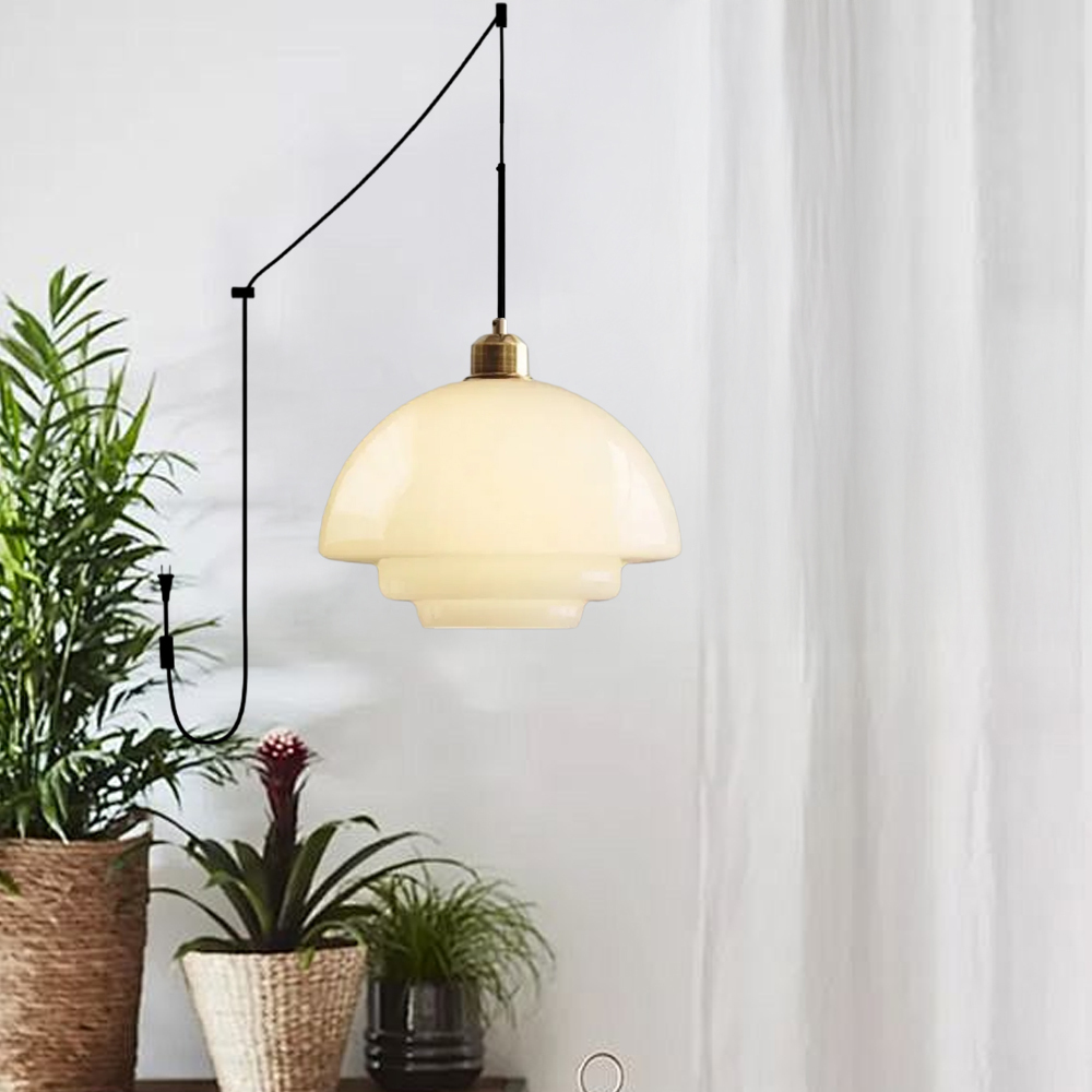 Mid Century Art Milk White Glass Pendant Light