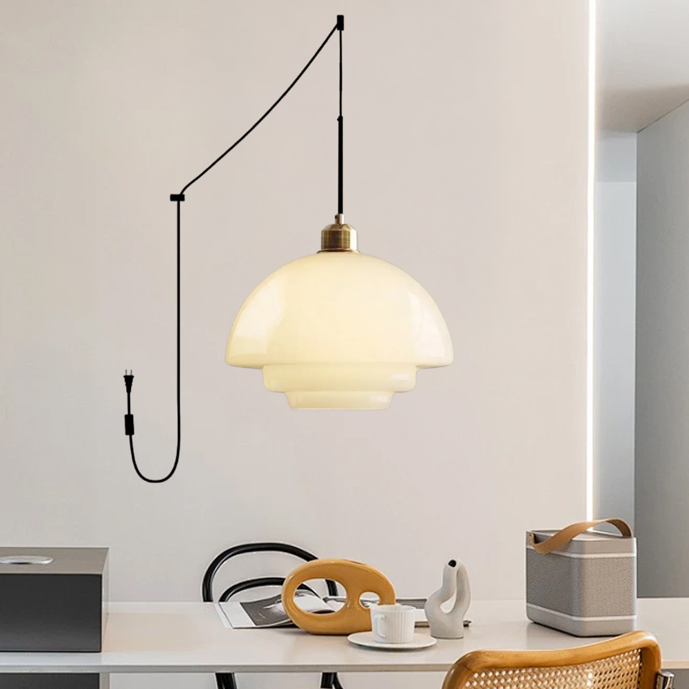 Mid Century Art Milk White Glass Pendant Light