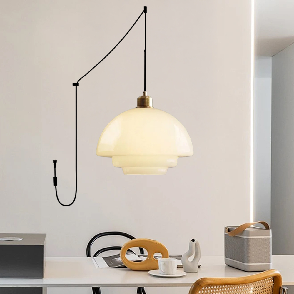 Mid Century Art Milk White Glass Pendant Light