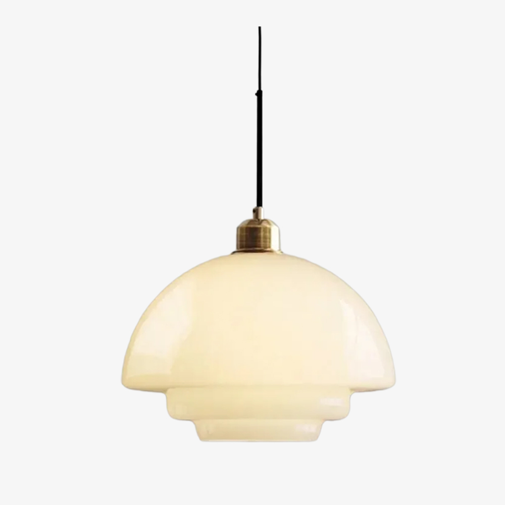 Mid Century Plug-in Milk White Glass Pendant Light