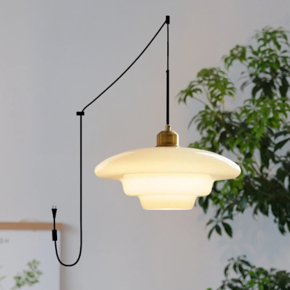 Mid Century Art Milk White Glass Pendant Light