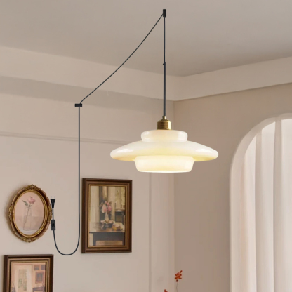 Mid Century Art Milk White Glass Pendant Light