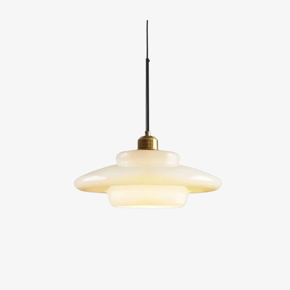 Mid Century Plug-in Milk White Glass Pendant Light