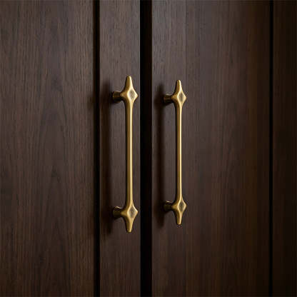 Mid-Century Gold Cabinet Pulls - Decorative Cross Bar Drawer Handles