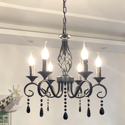 Minimalist Black Metal Chandelier for Dining Room or Kitchen