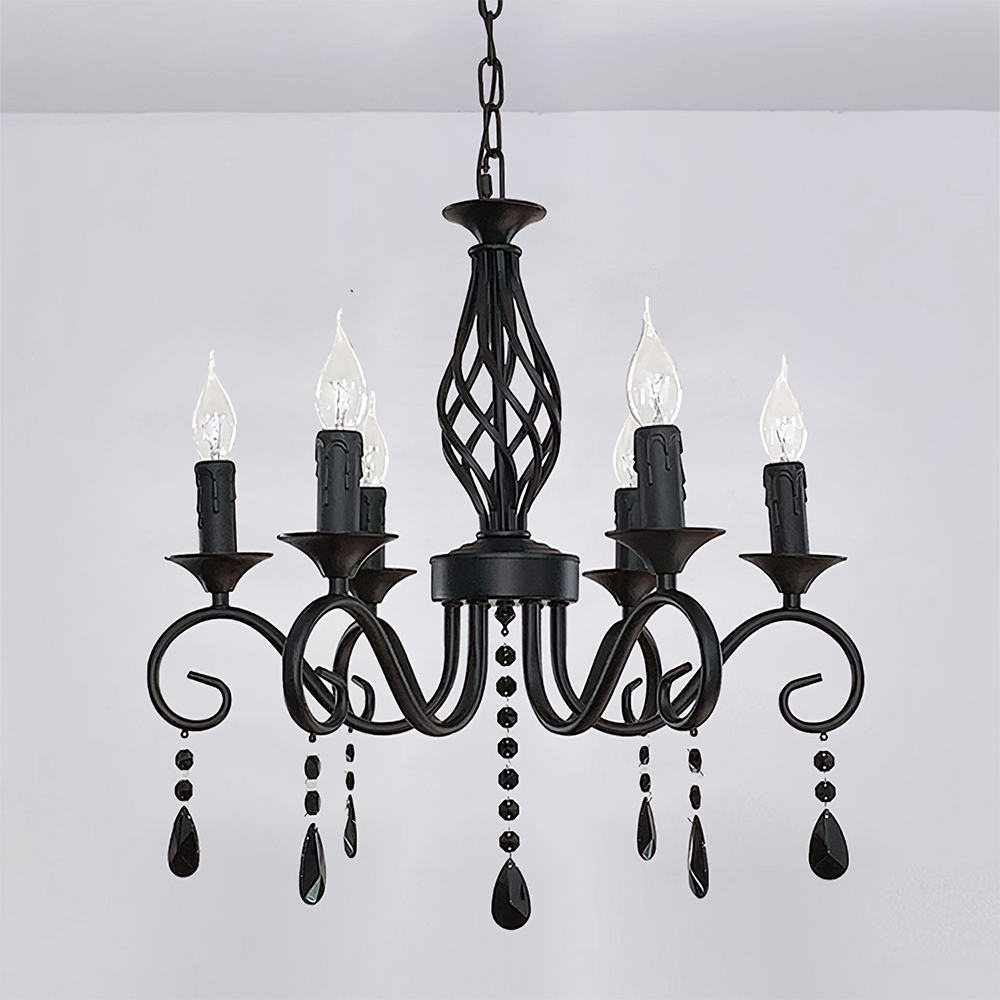 Minimalist Black Metal Chandelier for Dining Room or Kitchen