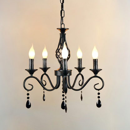 Minimalist Black Metal Chandelier for Dining Room or Kitchen
