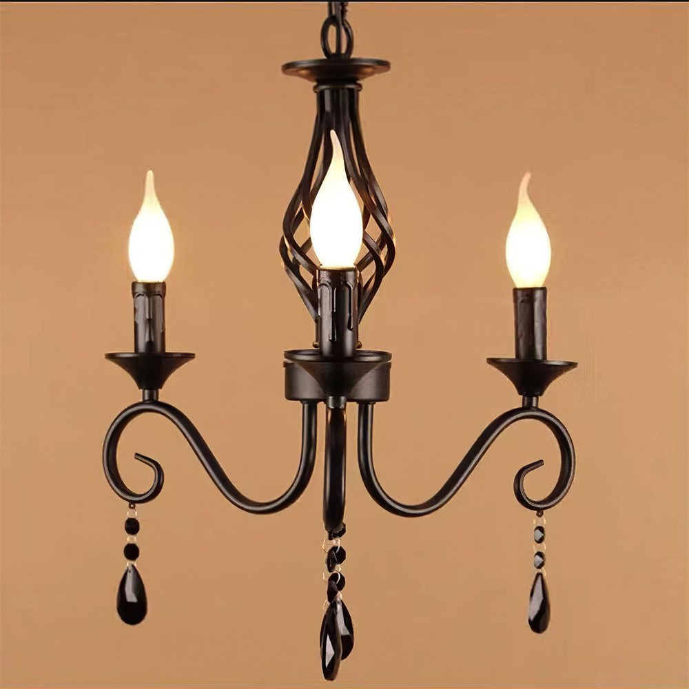 Minimalist Black Metal Chandelier for Dining Room or Kitchen