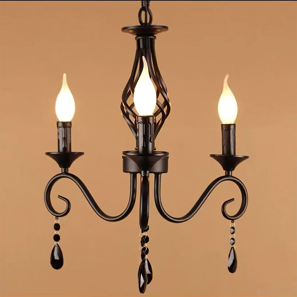 Minimalist Black Metal Chandelier for Dining Room or Kitchen