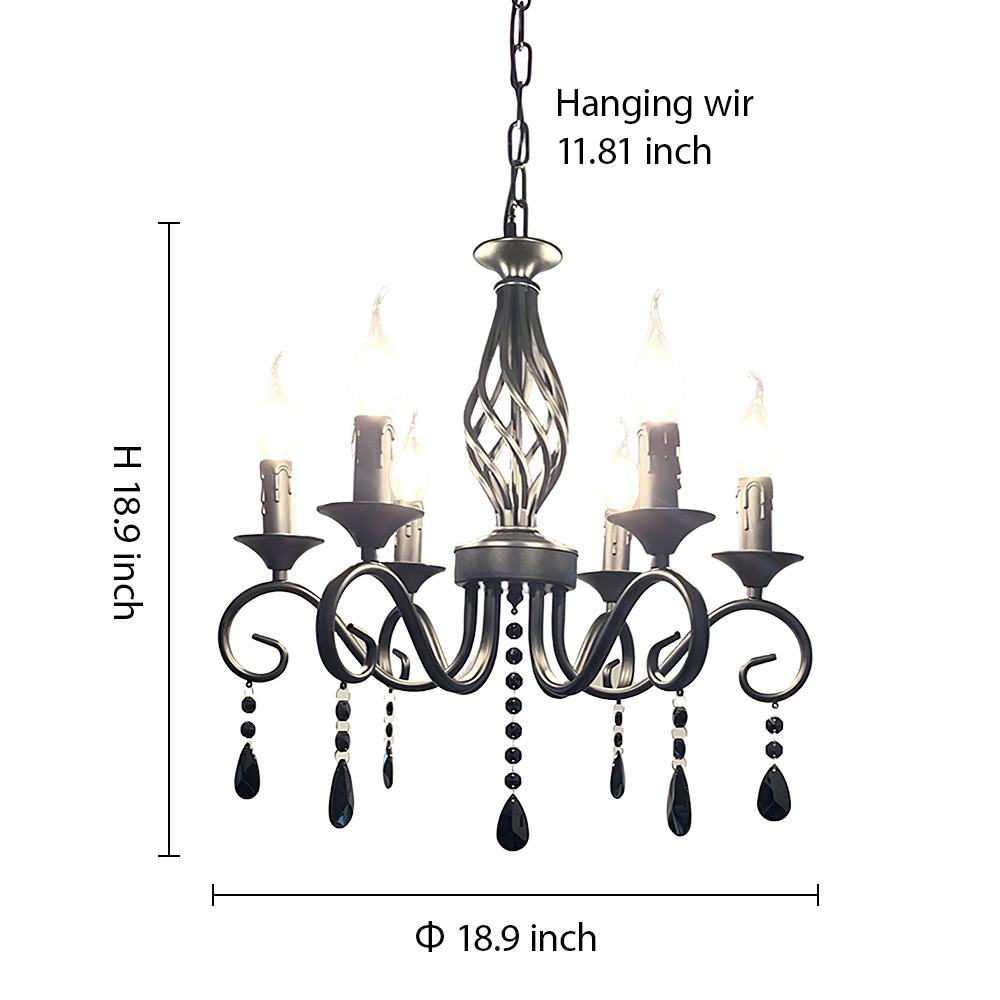 Minimalist Black Metal Chandelier for Dining Room or Kitchen