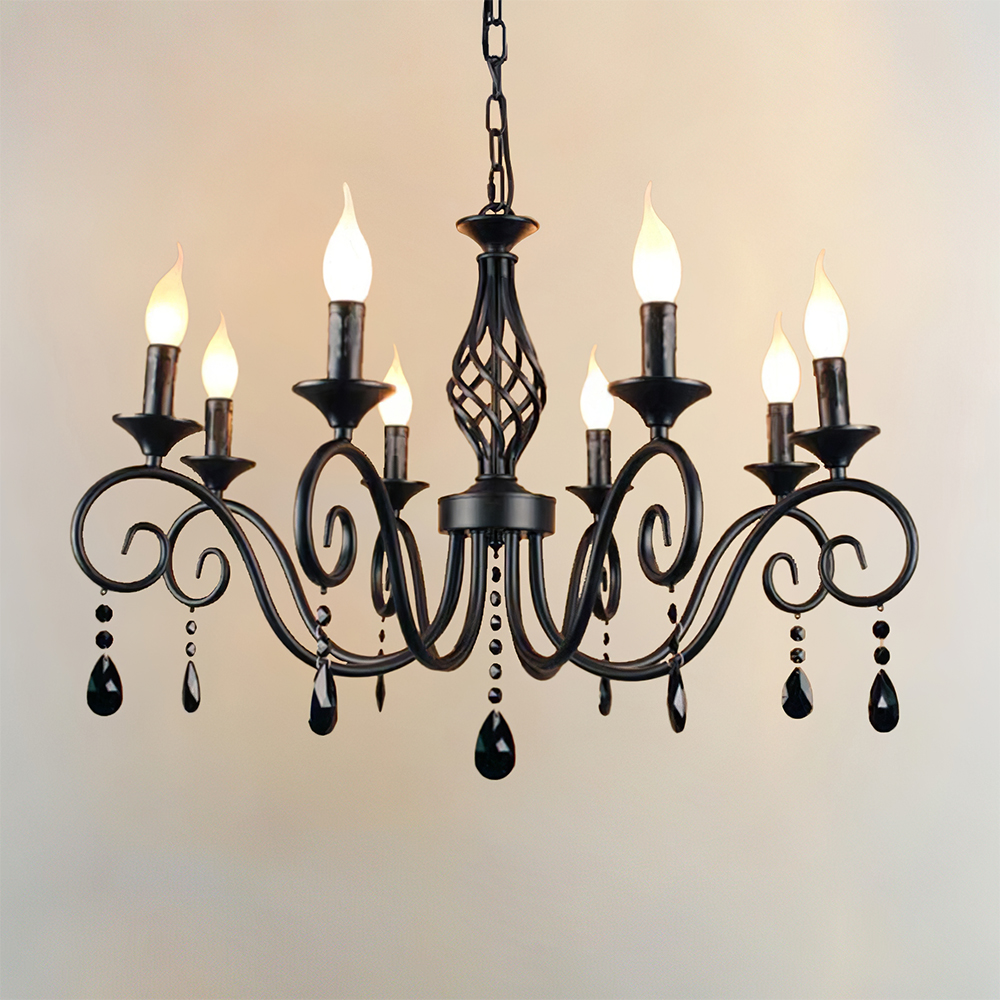 Minimalist Black Metal Chandelier for Dining Room or Kitchen