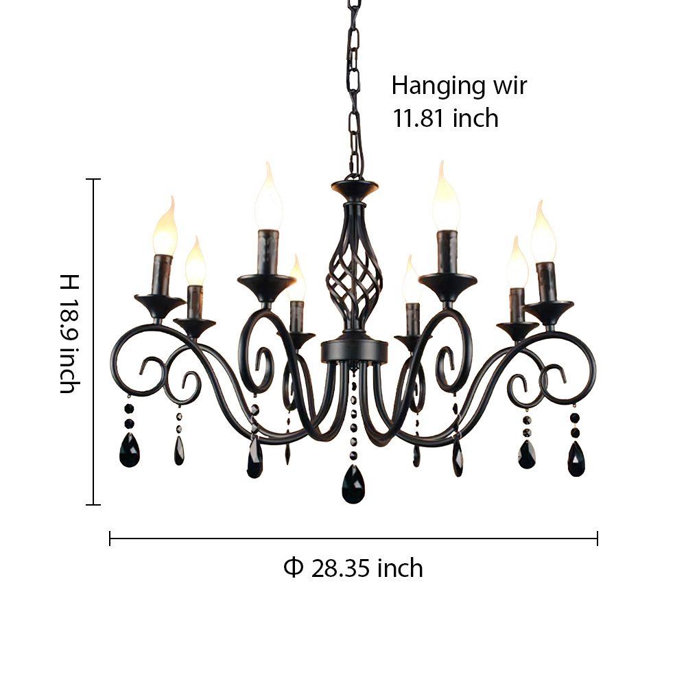 Minimalist Black Metal Chandelier for Dining Room or Kitchen