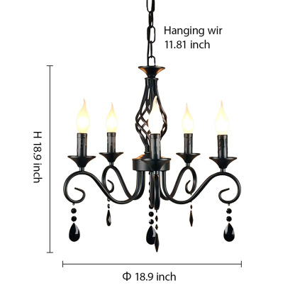 Minimalist Black Metal Chandelier for Dining Room or Kitchen