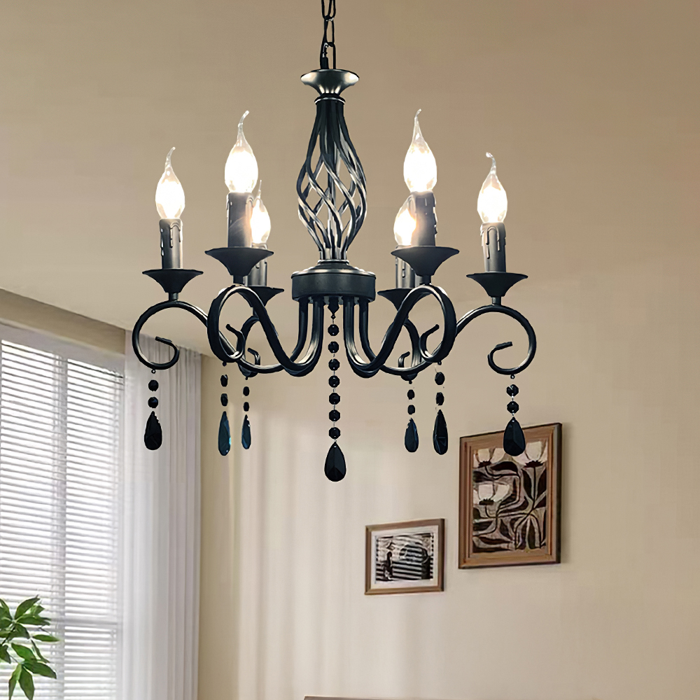 Minimalist Black Metal Chandelier for Dining Room or Kitchen