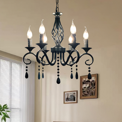Minimalist Black Metal Chandelier for Dining Room or Kitchen