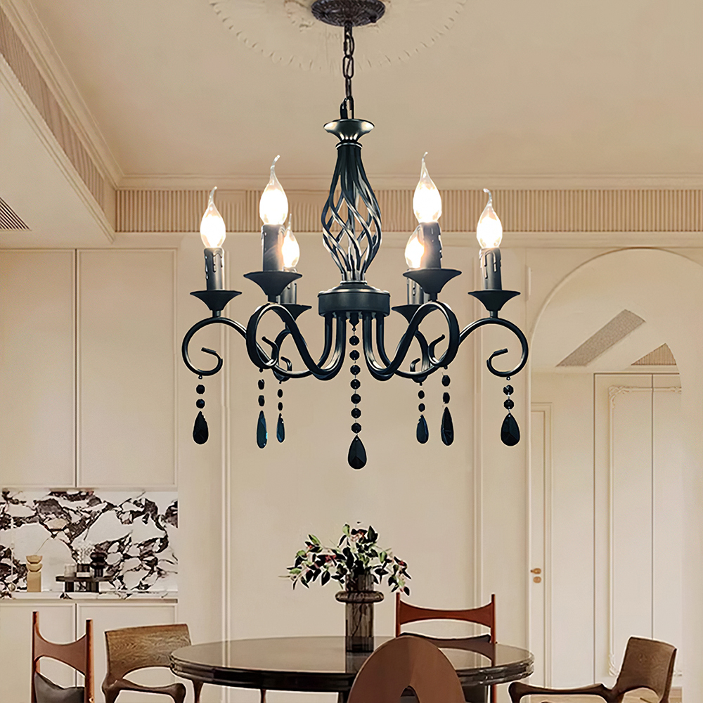 Minimalist Black Metal Chandelier for Dining Room or Kitchen