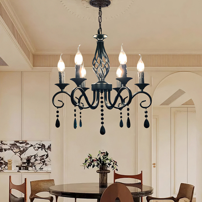 Minimalist Black Metal Chandelier for Dining Room or Kitchen