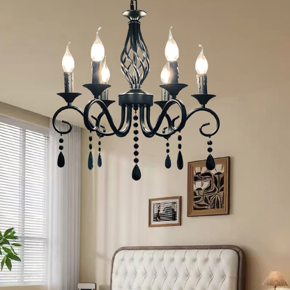 Minimalist Black Metal Chandelier for Dining Room or Kitchen
