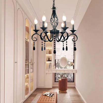 Minimalist Black Metal Chandelier for Dining Room or Kitchen