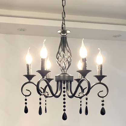 Minimalist Black Metal Chandelier for Dining Room or Kitchen