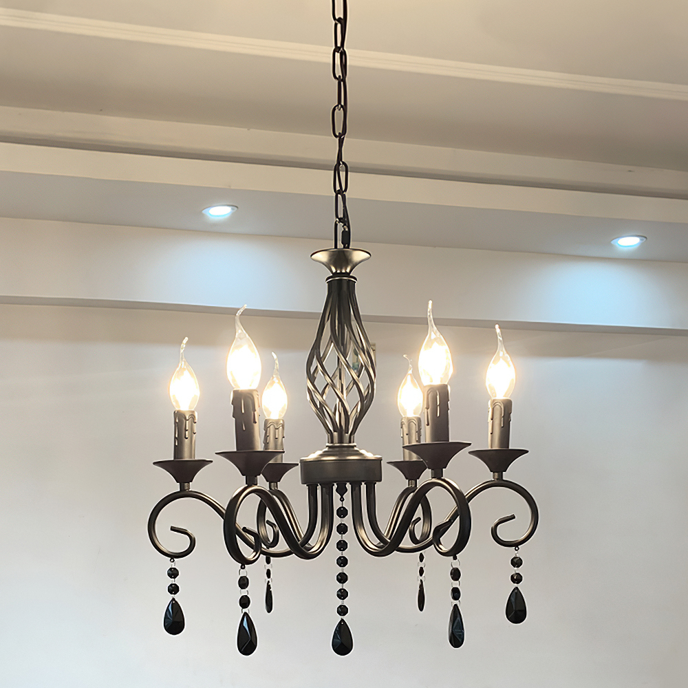 Minimalist Black Metal Chandelier for Dining Room or Kitchen